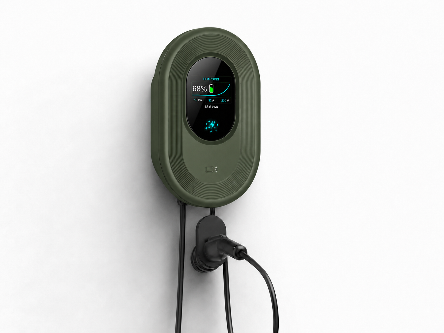 JIRI A7 green wall-mounted EV charger